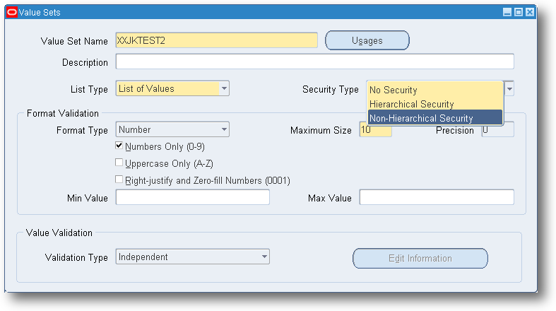 Enable Value Set Security